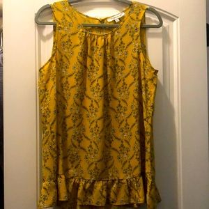 Rose + Olive Yellow Floral Sleeveless Top